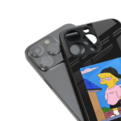 lisa simpson back phone cover | glass case for iphone 14 pro max