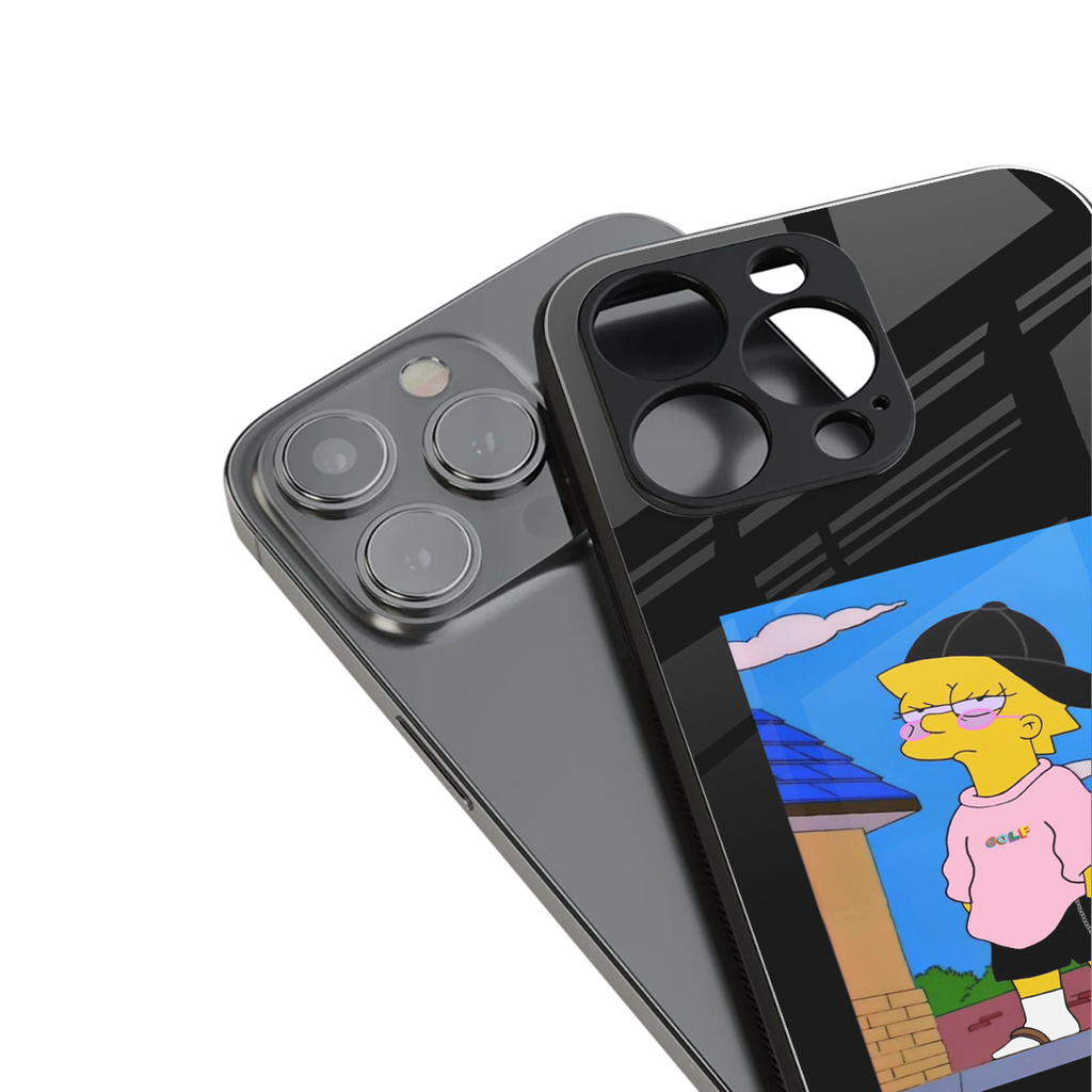 lisa simpson back phone cover | glass case for iphone 15