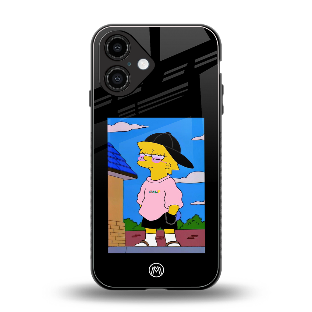 lisa simpson back phone cover | glass case for iphone 16
