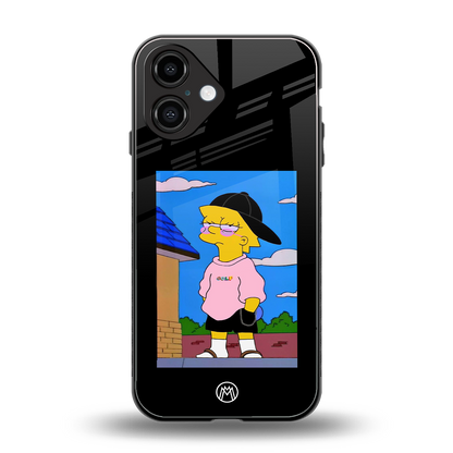 lisa simpson back phone cover | glass case for iphone 16