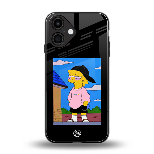 lisa simpson back phone cover | glass case for iphone 16