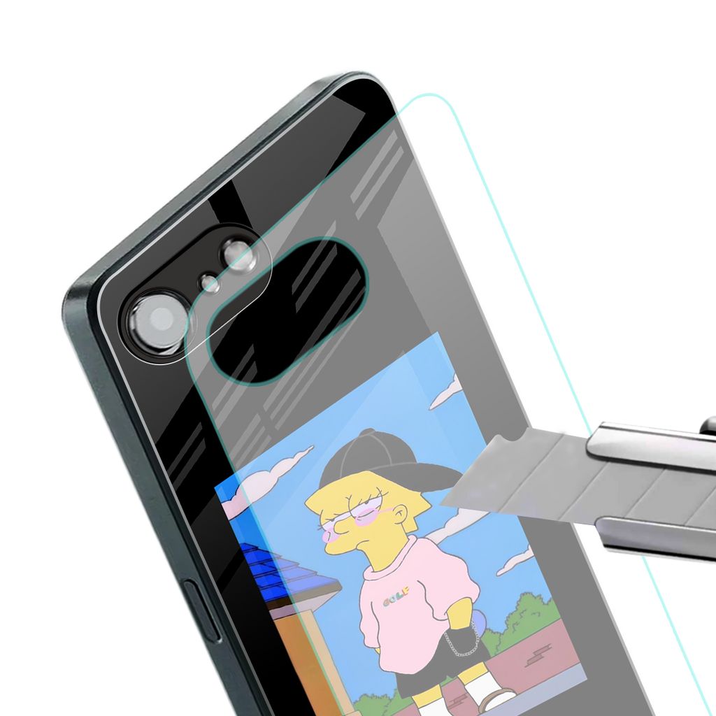 lisa simpson back phone cover | glass case for iphone 16e