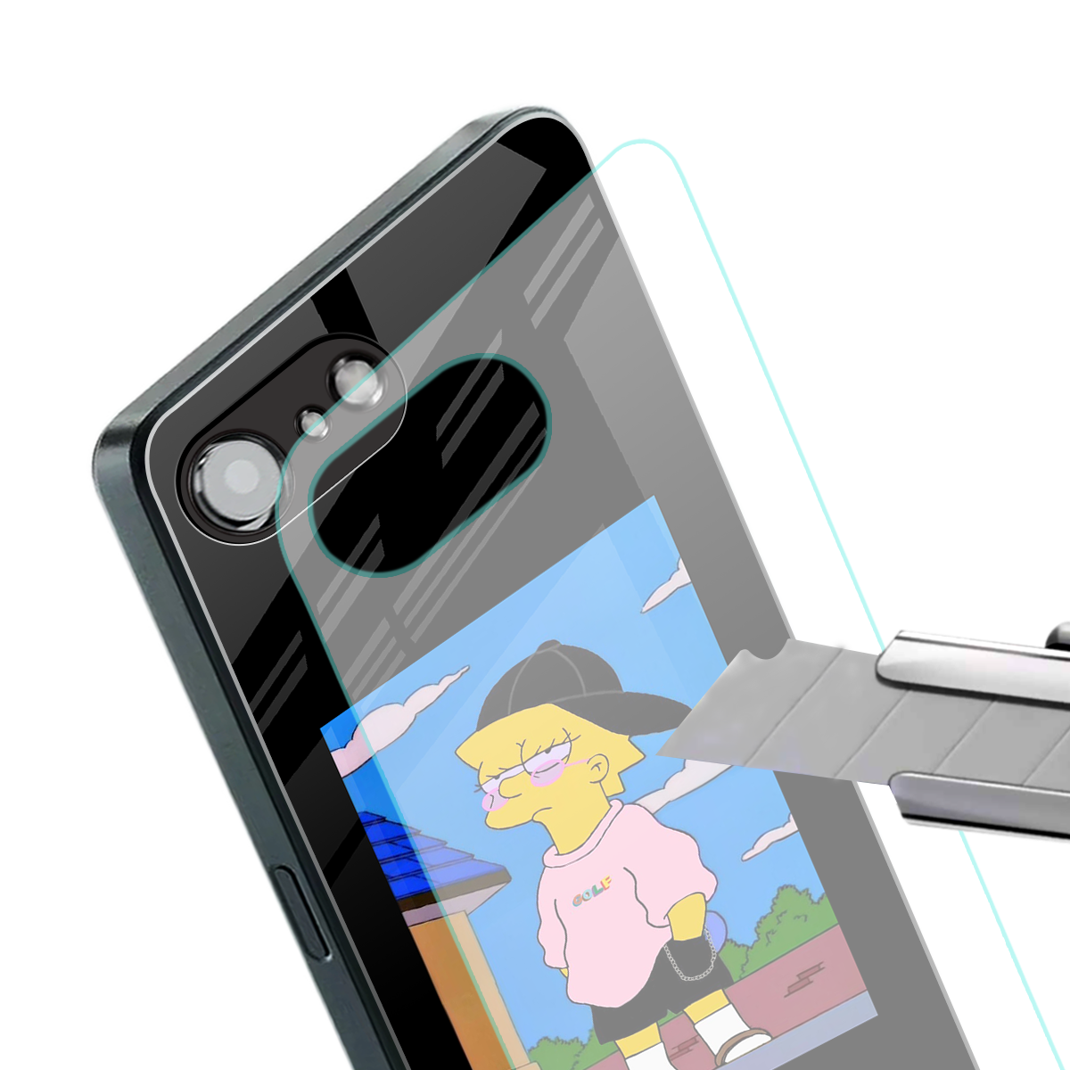 lisa simpson back phone cover | glass case for iphone 16e