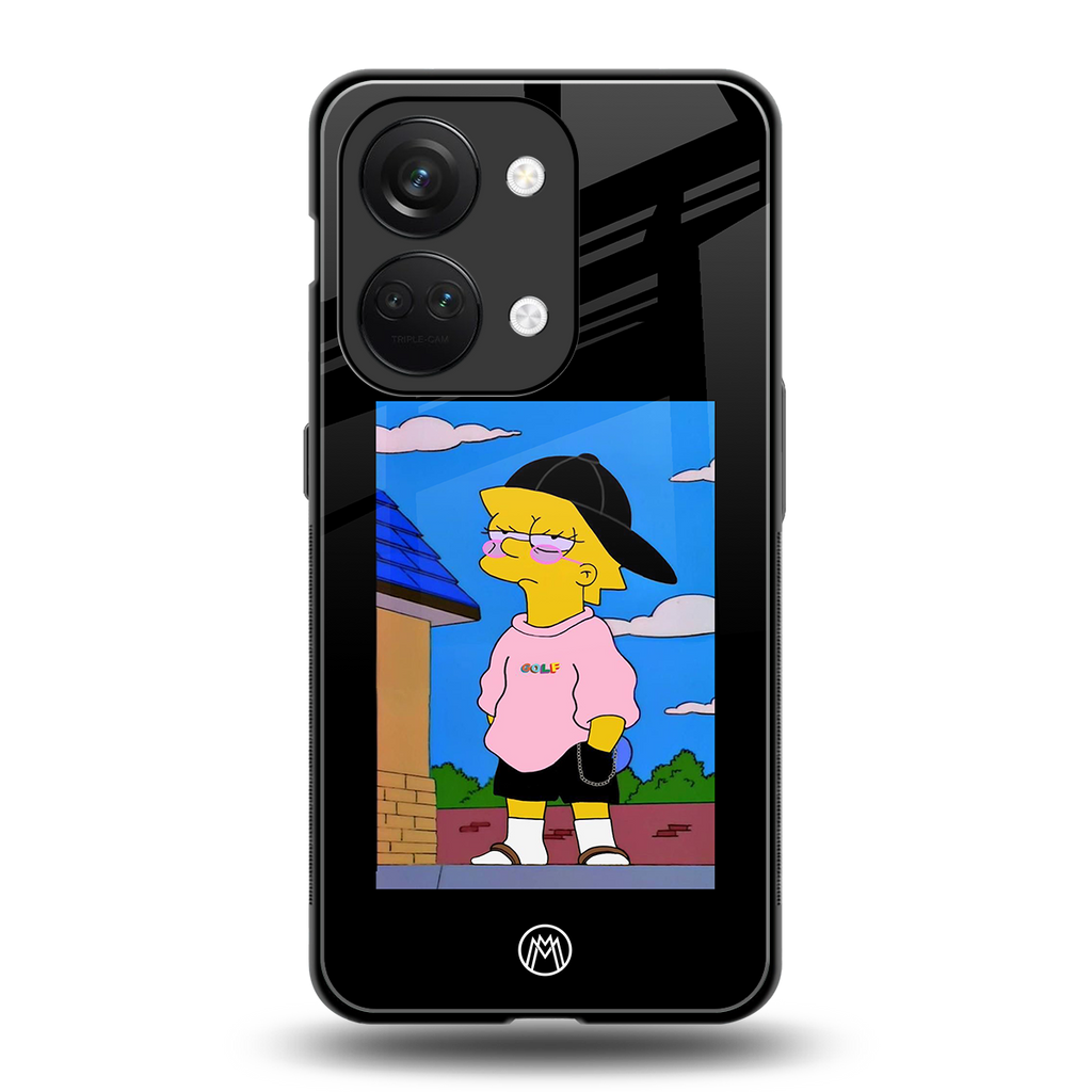 lisa simpson back phone cover | glass case for oneplus nord 3