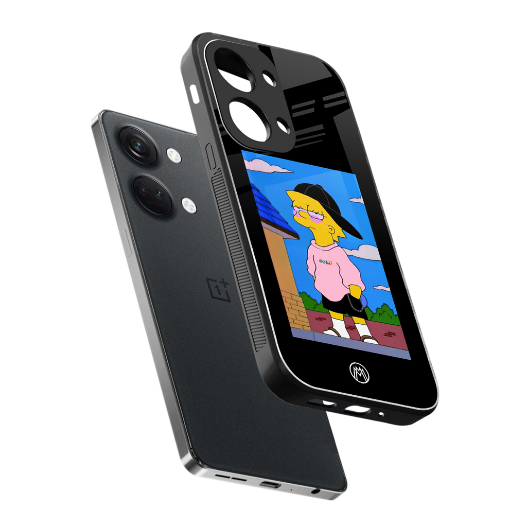 lisa simpson back phone cover | glass case for oneplus nord 3