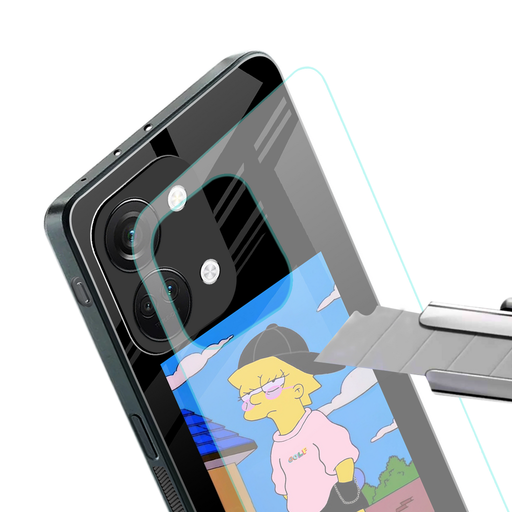 lisa simpson back phone cover | glass case for oneplus nord 3