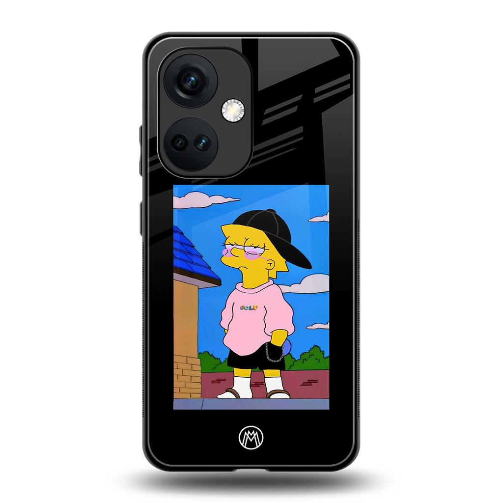 lisa simpson back phone cover | glass case for oneplus nord ce 3