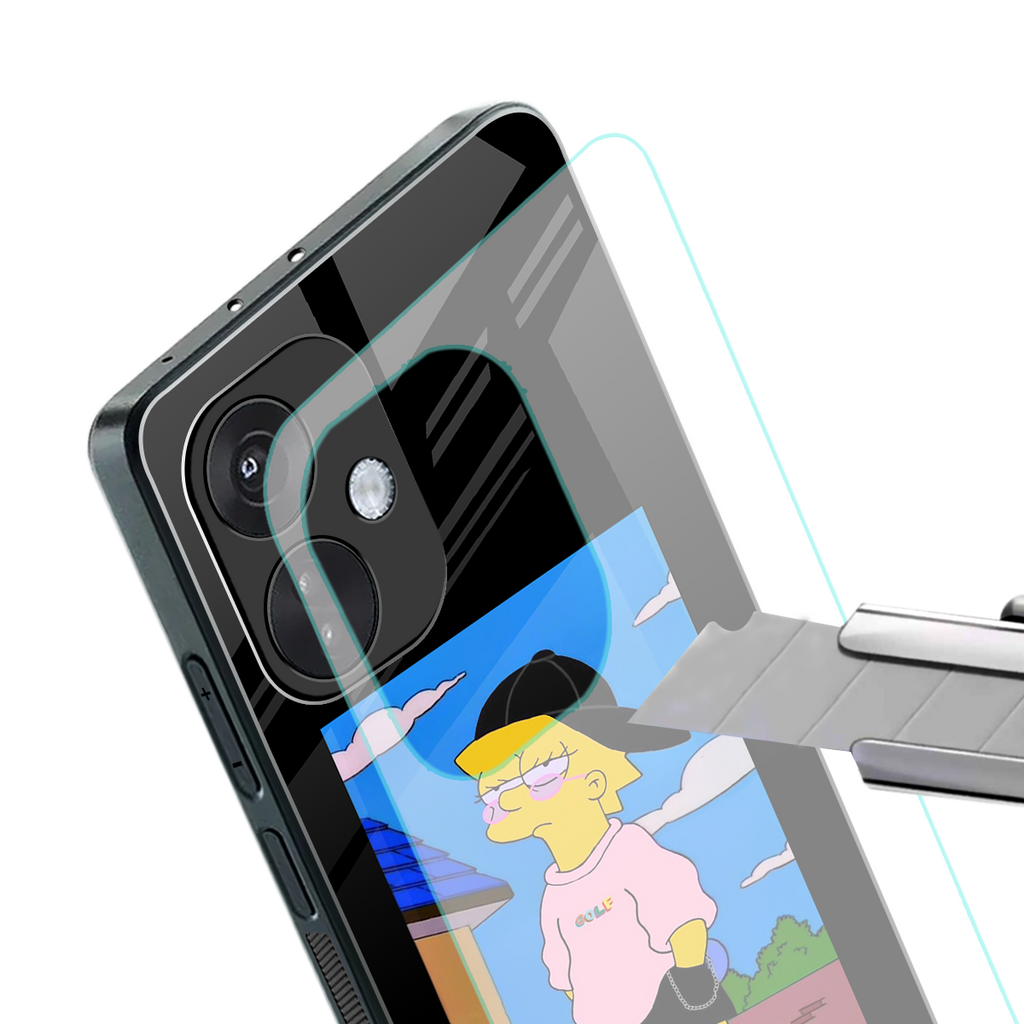 lisa simpson back phone cover | glass case for oneplus nord ce 3