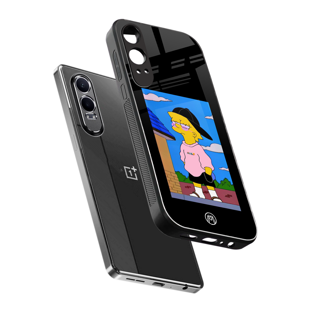lisa simpson back phone cover | glass case for oneplus nord ce 4 lite