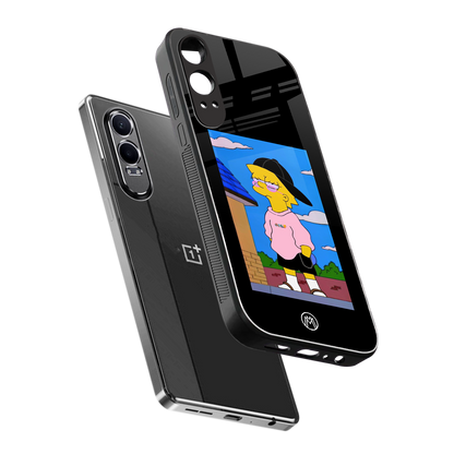 lisa simpson back phone cover | glass case for oneplus nord ce 4 lite