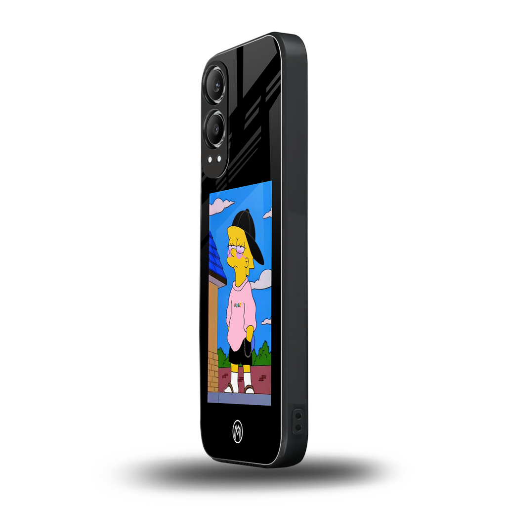 lisa simpson back phone cover | glass case for oneplus nord ce 4 lite