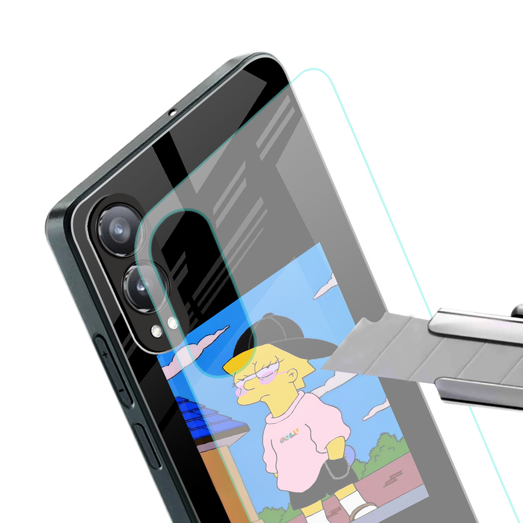 lisa simpson back phone cover | glass case for oneplus nord ce 4 lite