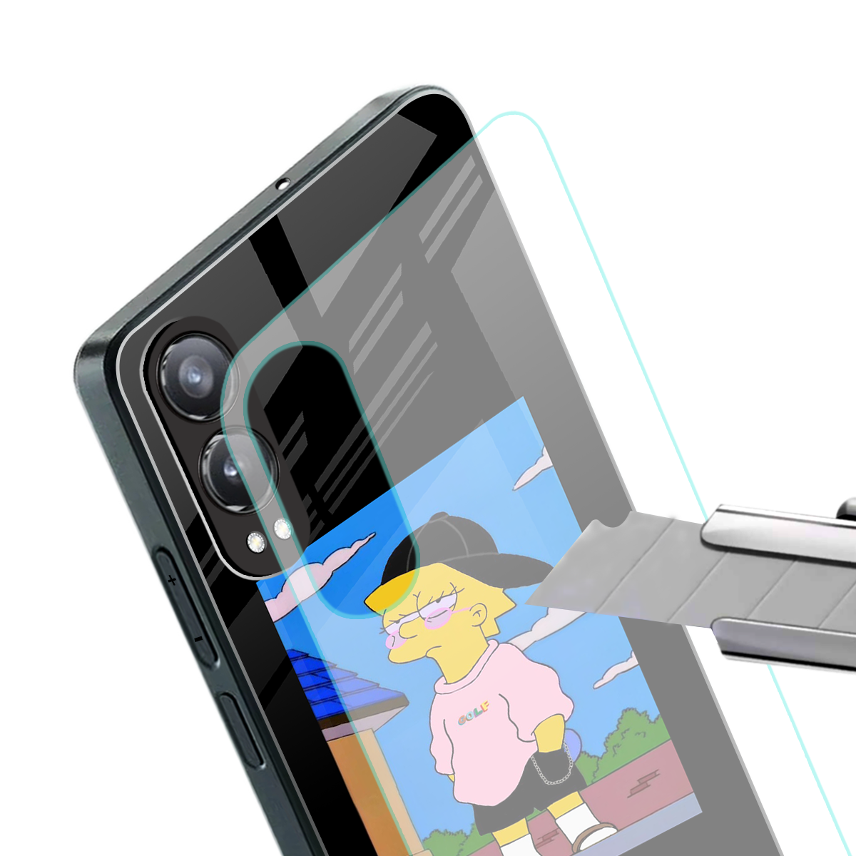 lisa simpson back phone cover | glass case for oneplus nord ce 4 lite
