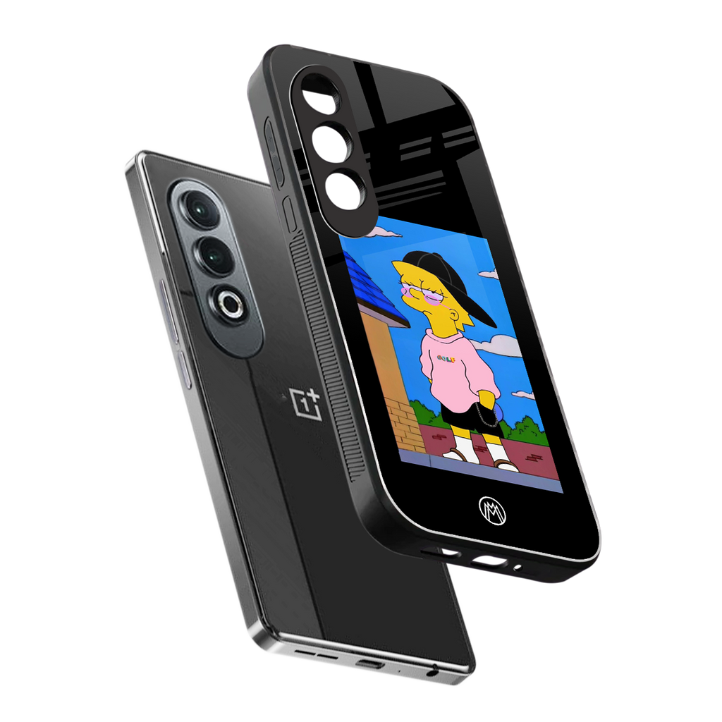 lisa simpson back phone cover | glass case for oneplus nord ce 4