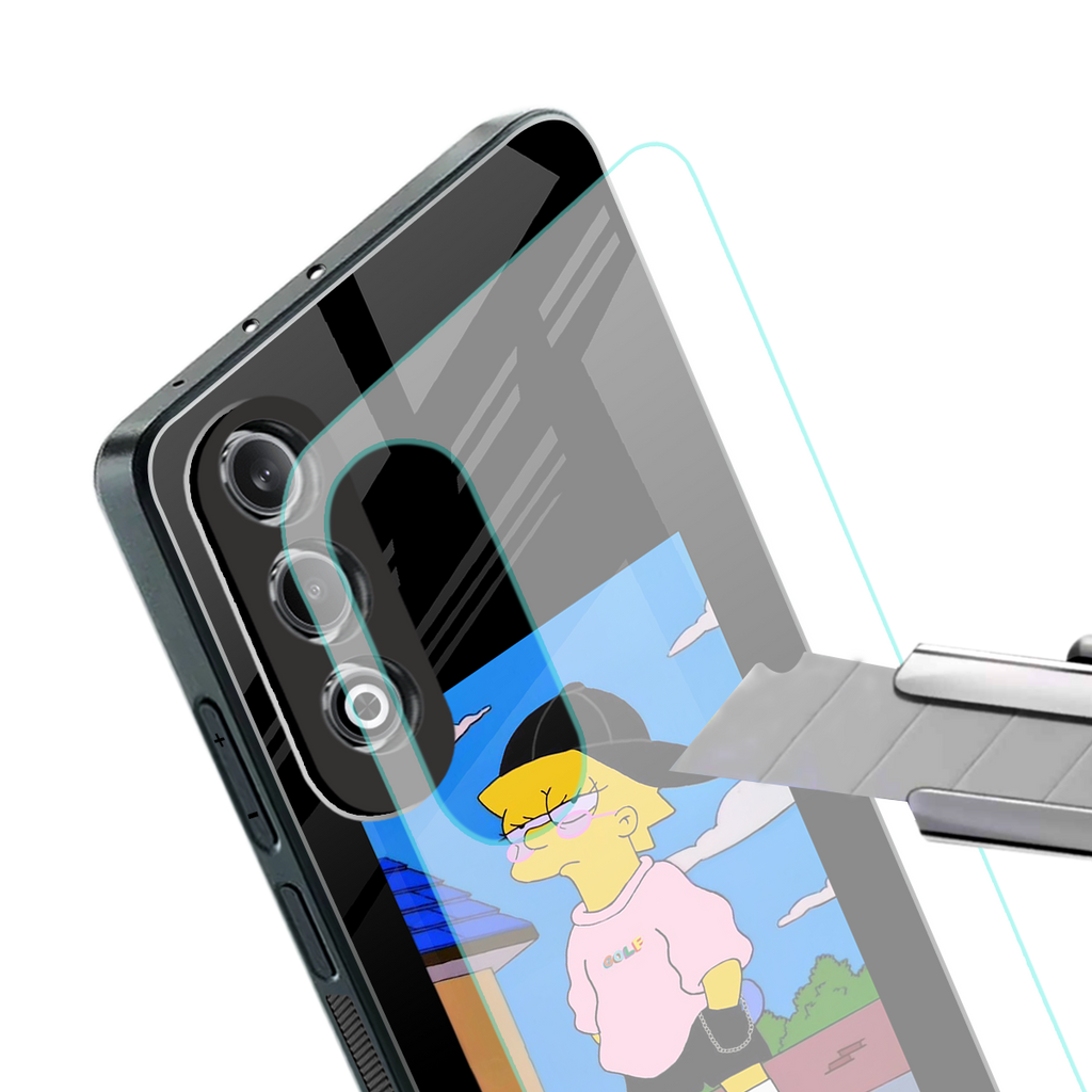 lisa simpson back phone cover | glass case for oneplus nord ce 4