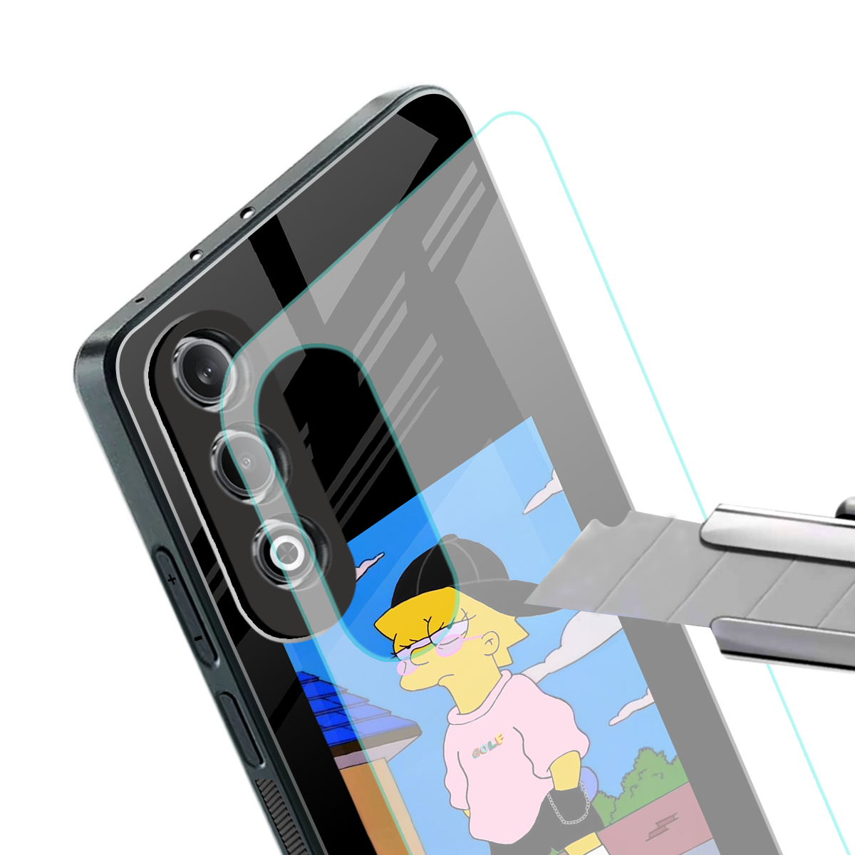 lisa simpson back phone cover | glass case for oneplus nord ce 4
