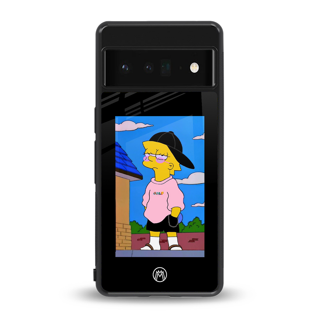 lisa simpson back phone cover | glass case for google pixel 6 pro