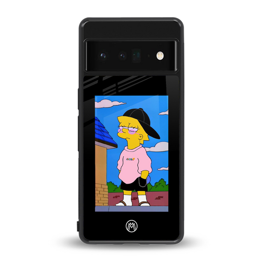 lisa simpson back phone cover | glass case for google pixel 6 pro