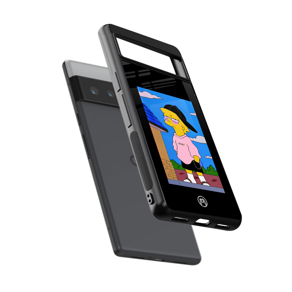 lisa simpson back phone cover | glass case for google pixel 6 pro