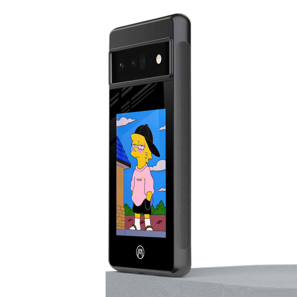 lisa simpson back phone cover | glass case for google pixel 6 pro
