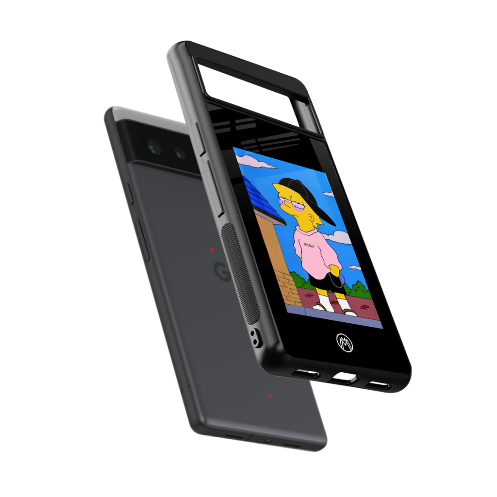 lisa simpson back phone cover | glass case for google pixel 6