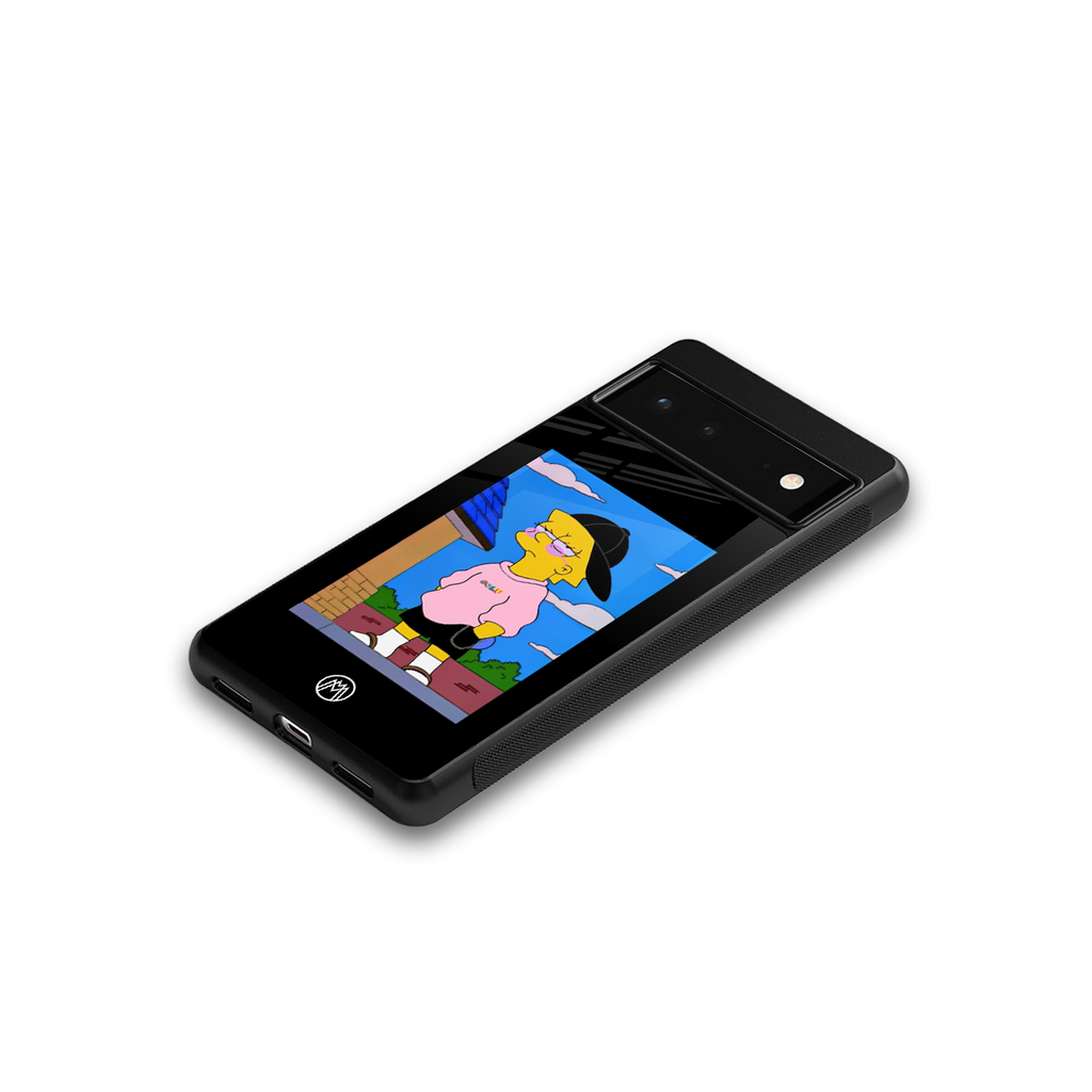 lisa simpson back phone cover | glass case for google pixel 6