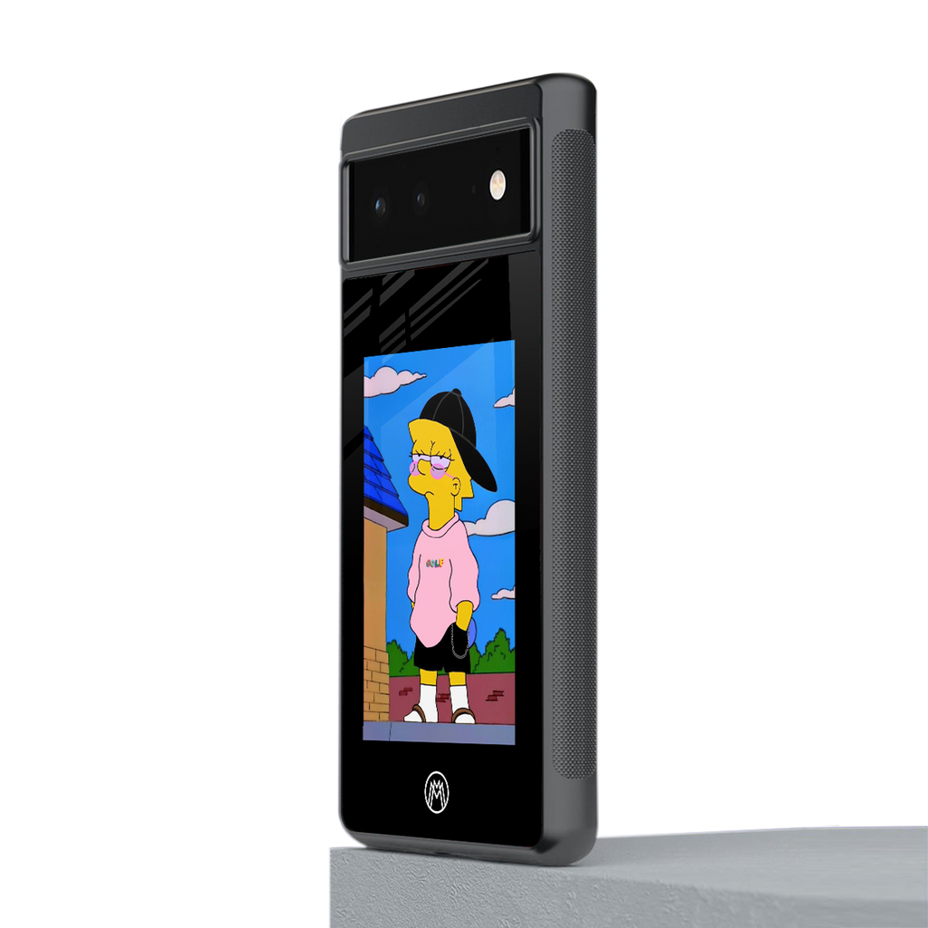 lisa simpson back phone cover | glass case for google pixel 6