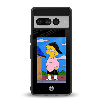 lisa simpson back phone cover | glass case for google pixel 7 pro