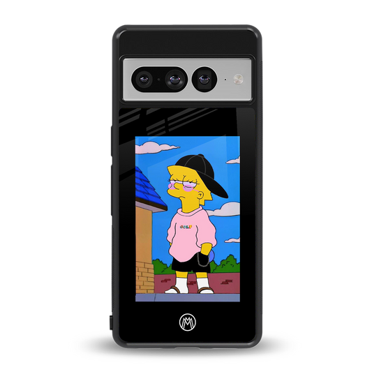 lisa simpson back phone cover | glass case for google pixel 7 pro