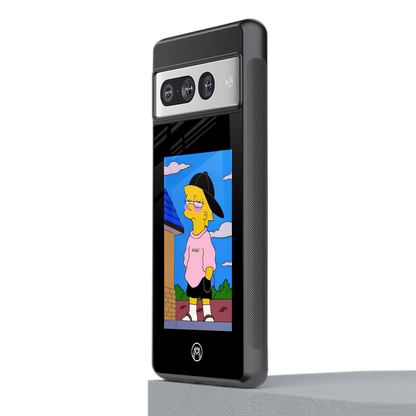 lisa simpson back phone cover | glass case for google pixel 7 pro