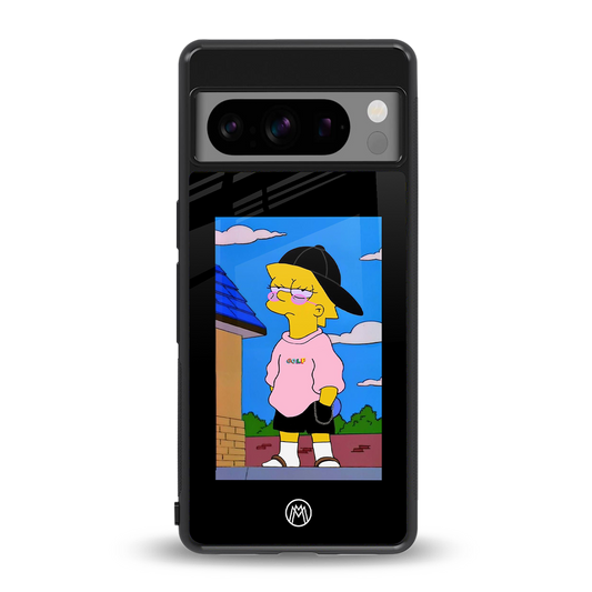 lisa simpson back phone cover | glass case for google pixel 8 pro