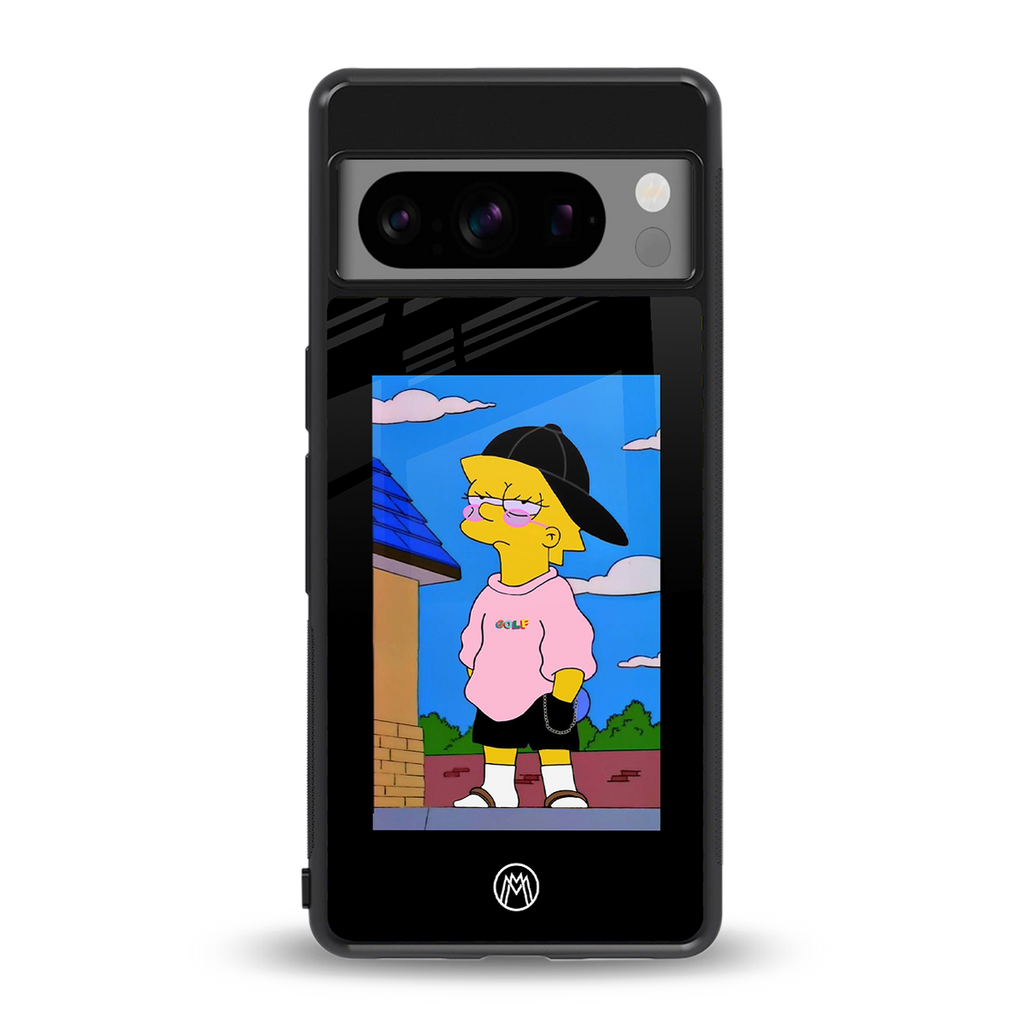 lisa simpson back phone cover | glass case for google pixel 8 pro