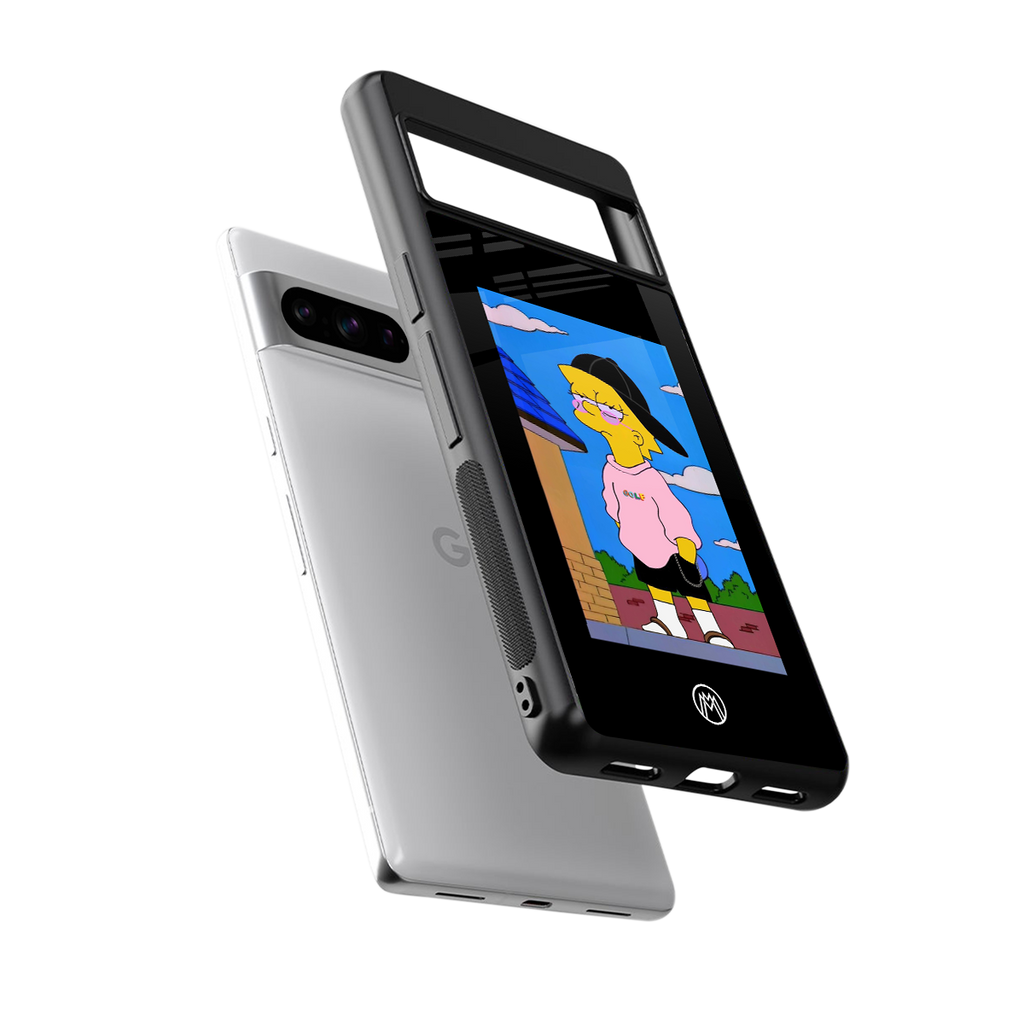lisa simpson back phone cover | glass case for google pixel 8 pro