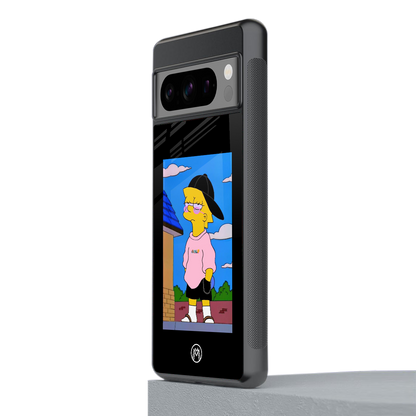 lisa simpson back phone cover | glass case for google pixel 8 pro