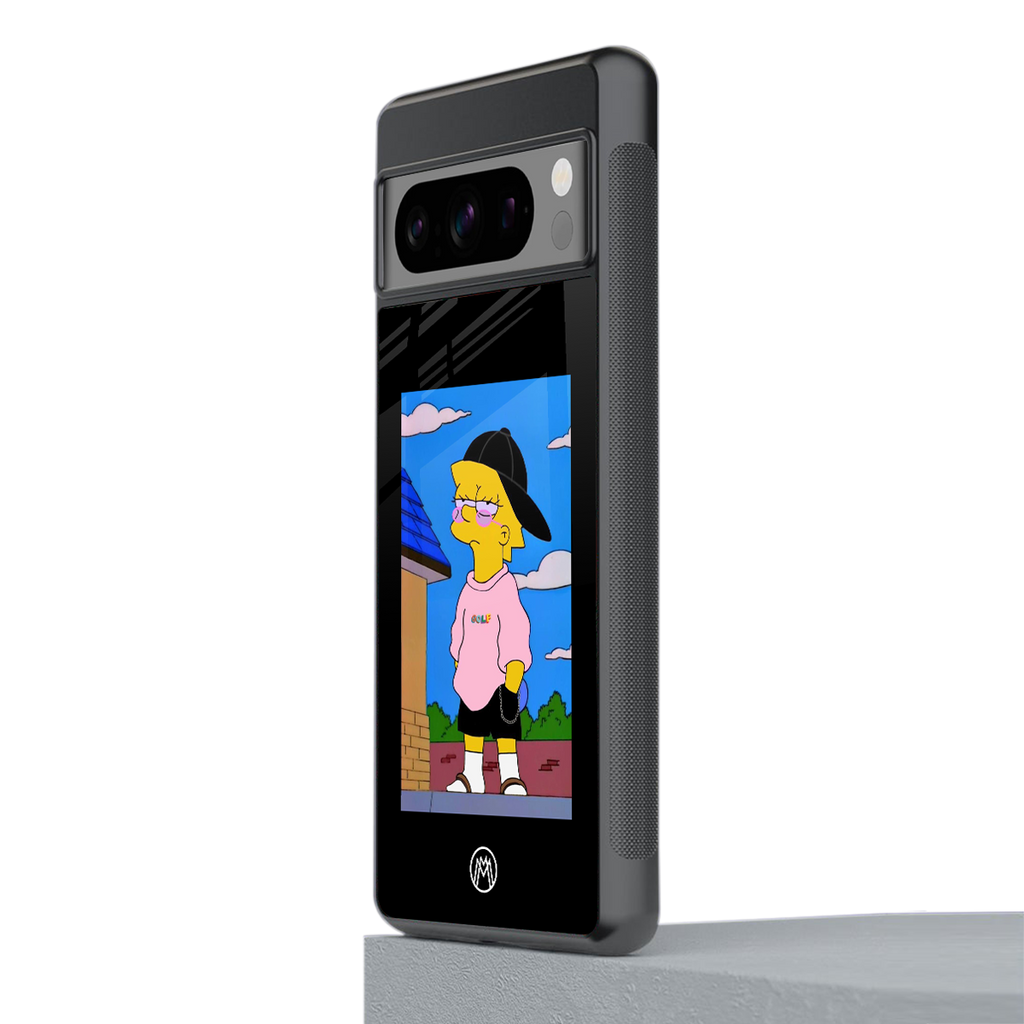 lisa simpson back phone cover | glass case for google pixel 8 pro