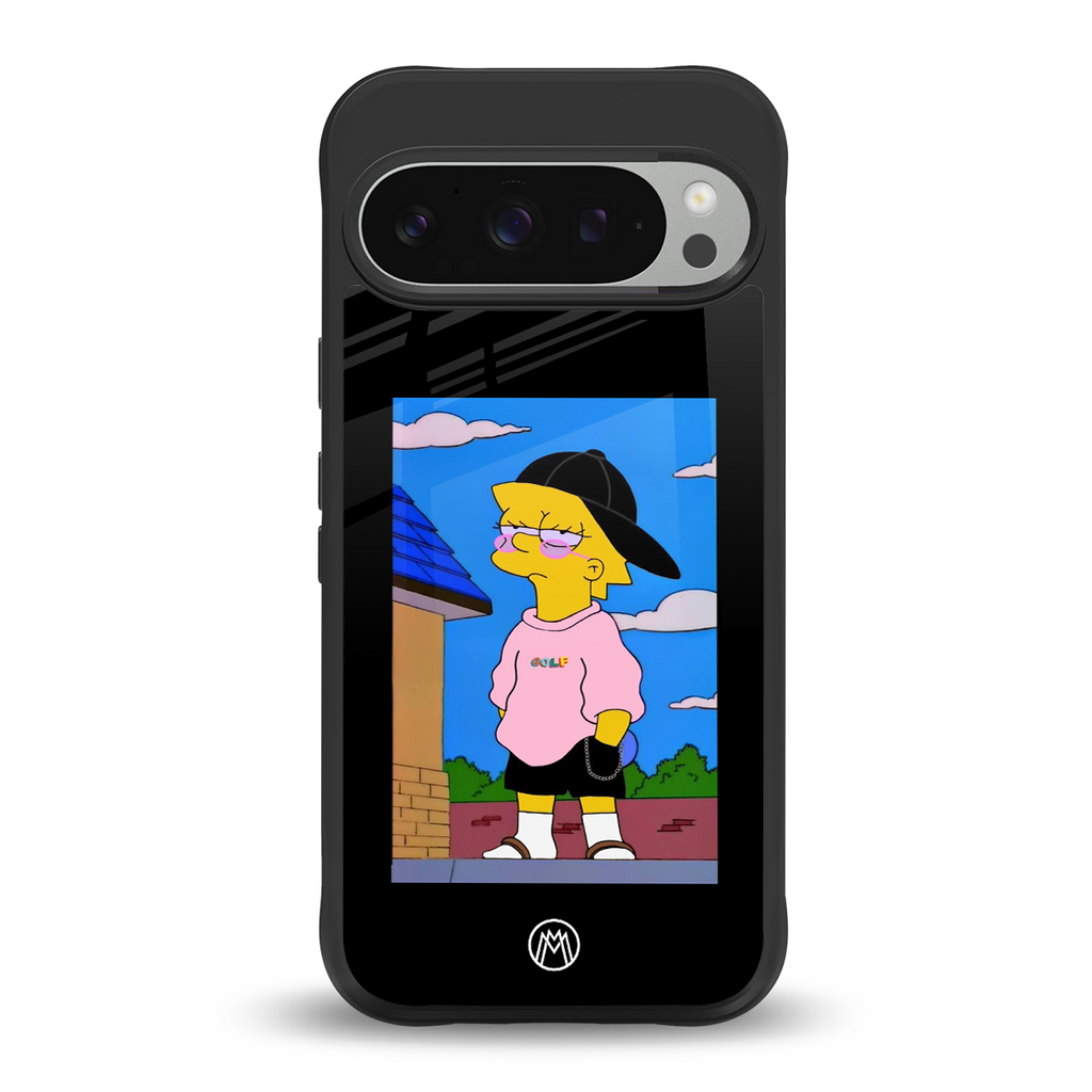 lisa simpson back phone cover | glass case for google pixel 9 pro xl