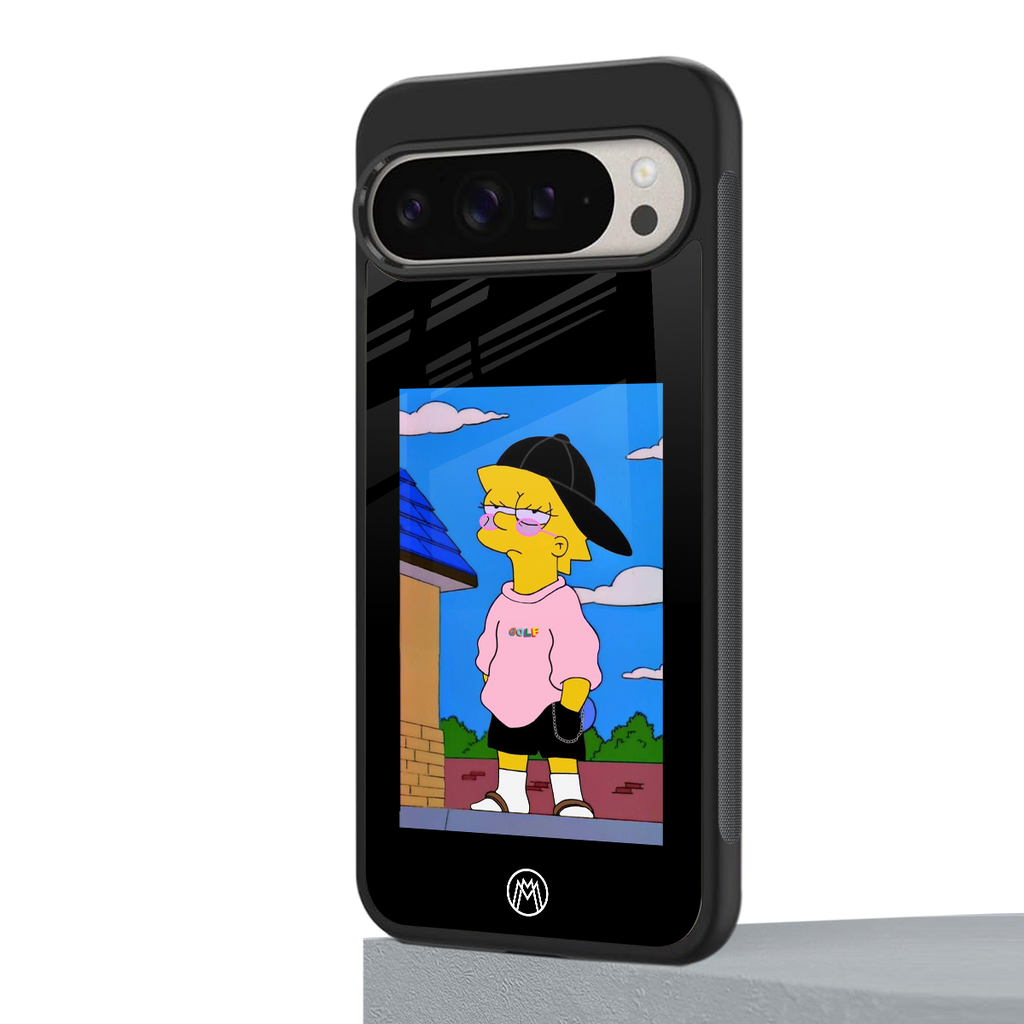 lisa simpson back phone cover | glass case for google pixel 9 pro
