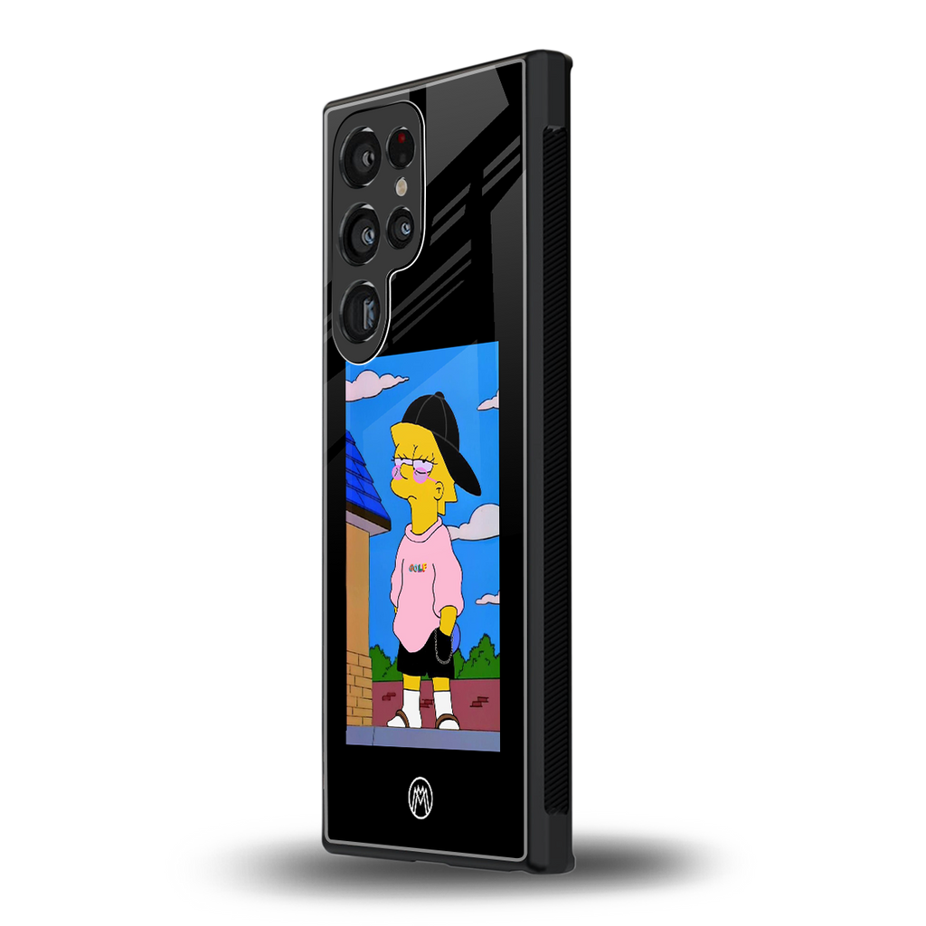 lisa simpson back phone cover | glass case for samsung galaxy s23 ultra
