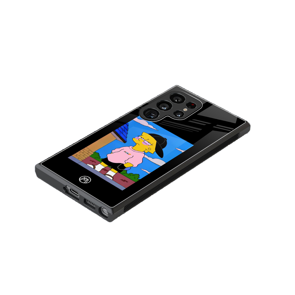 lisa simpson back phone cover | glass case for samsung galaxy s24 ultra