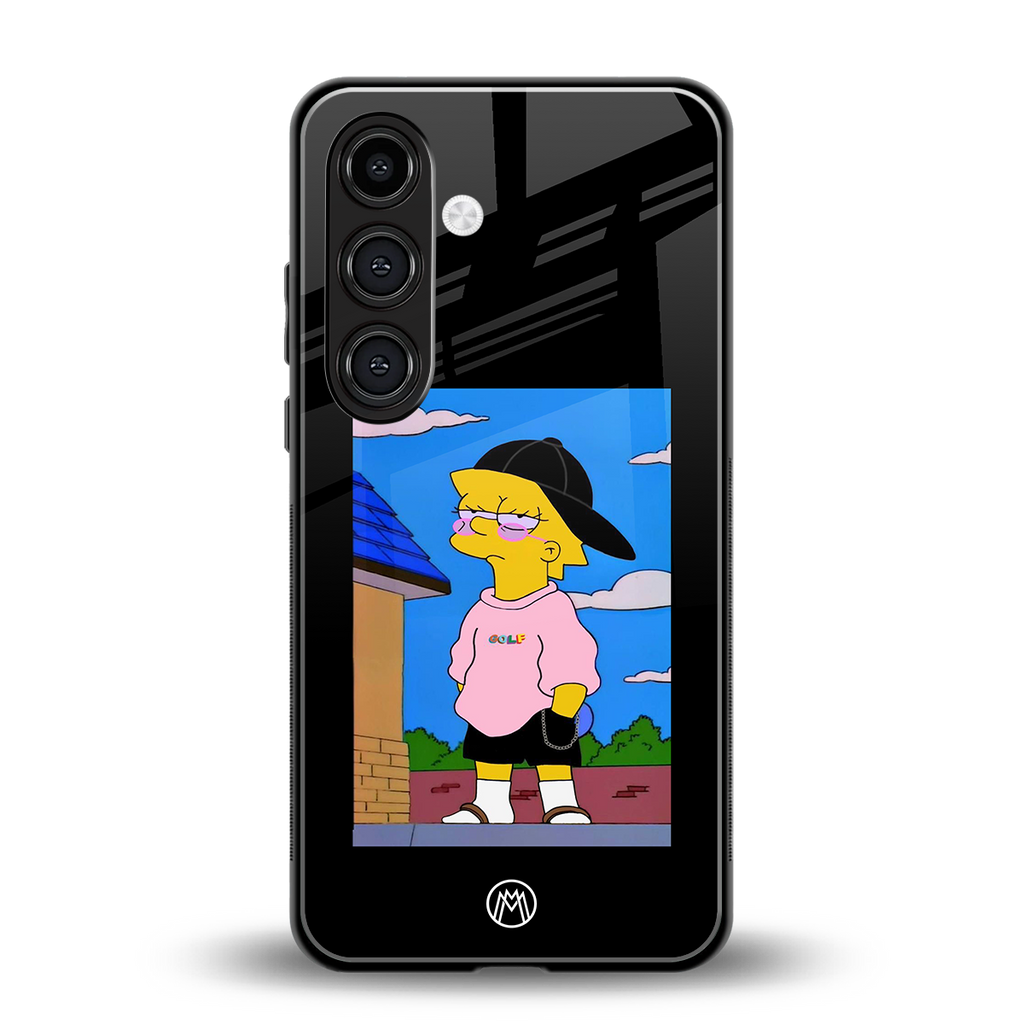lisa simpson back phone cover | glass case for samsung galaxy s24 plus