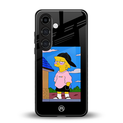 lisa simpson back phone cover | glass case for samsung galaxy s24 plus