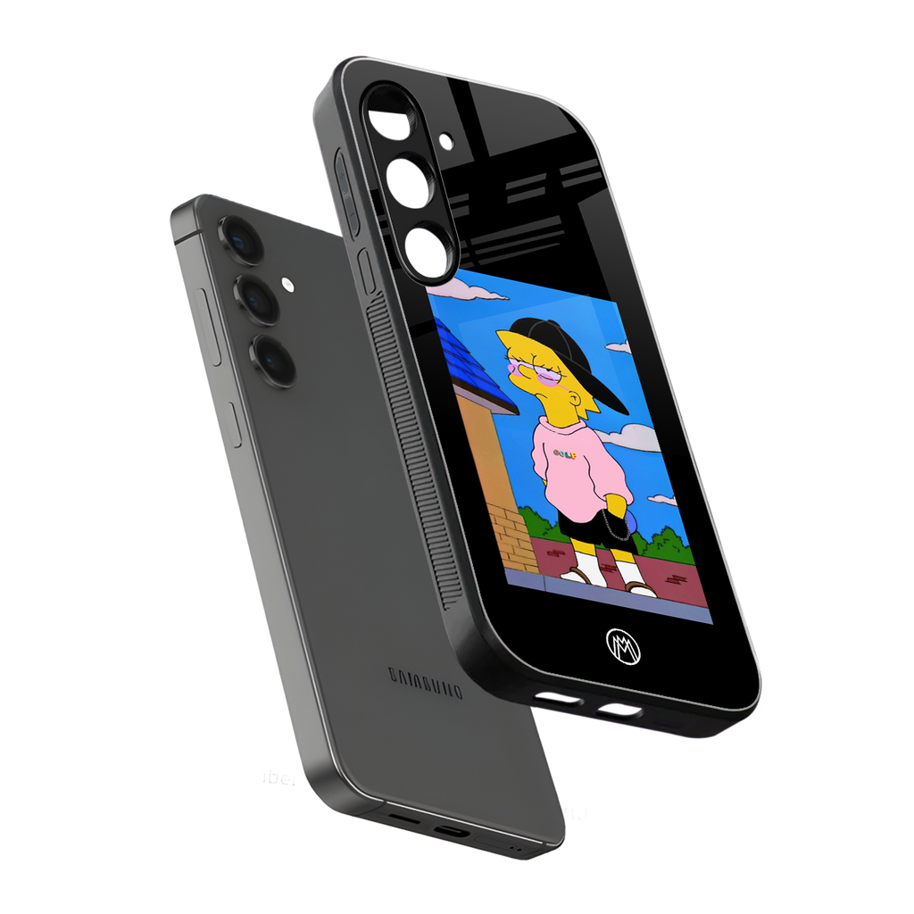 lisa simpson back phone cover | glass case for samsung galaxy s24 fe