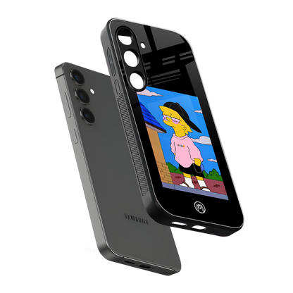 lisa simpson back phone cover | glass case for samsung galaxy s24 plus
