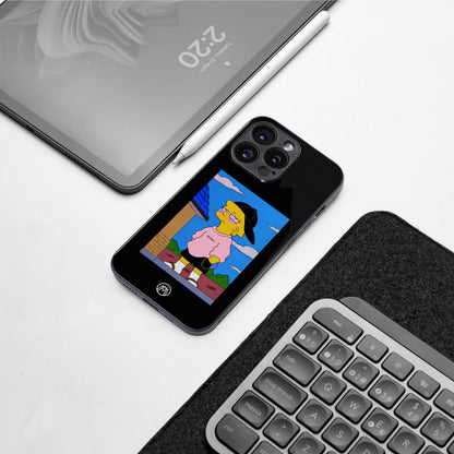 lisa simpson back phone cover | glass case for iphone 16 pro max