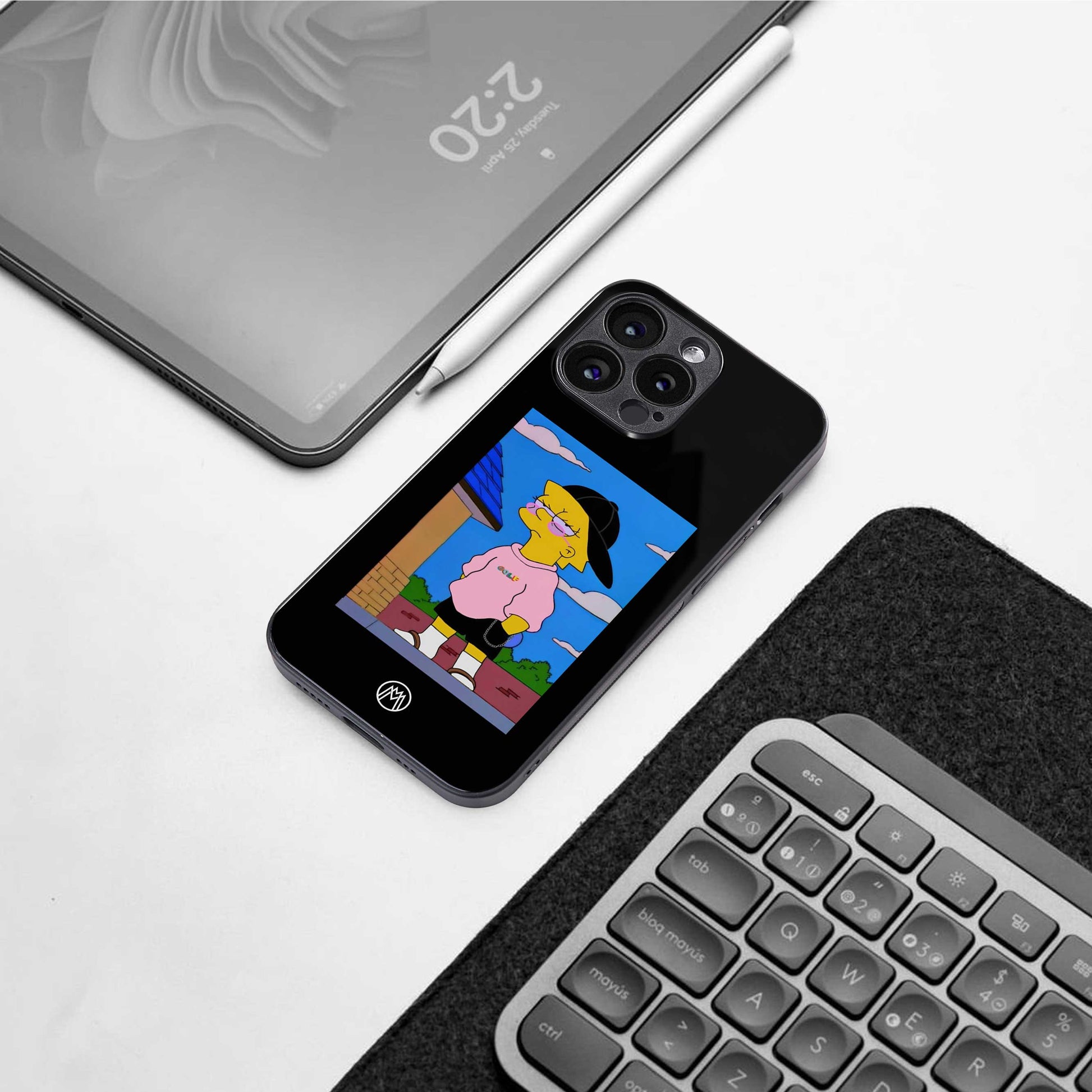 lisa simpson back phone cover | glass case for iphone 13 pro max