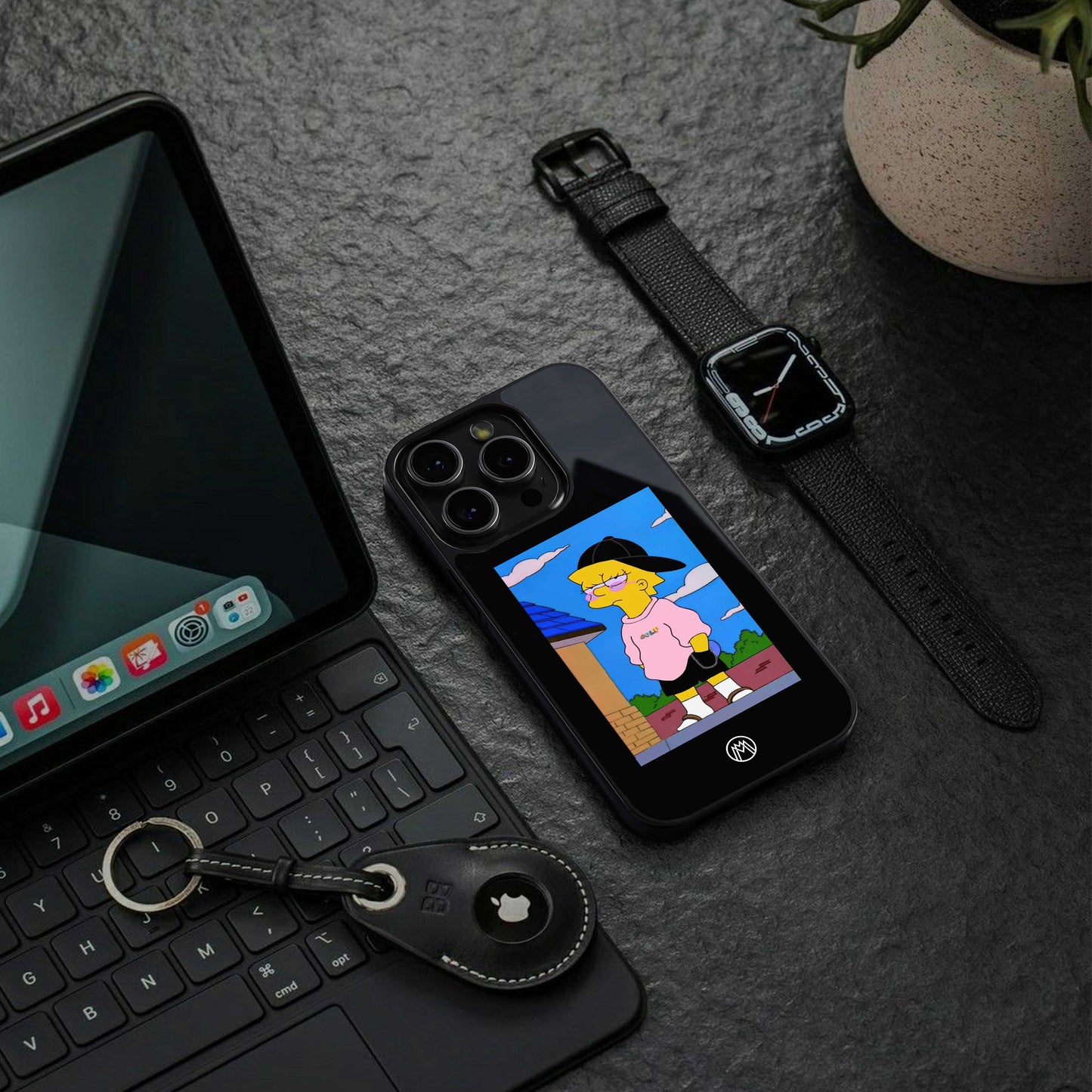 lisa simpson back phone cover | glass case for samsung galaxy s24 plus