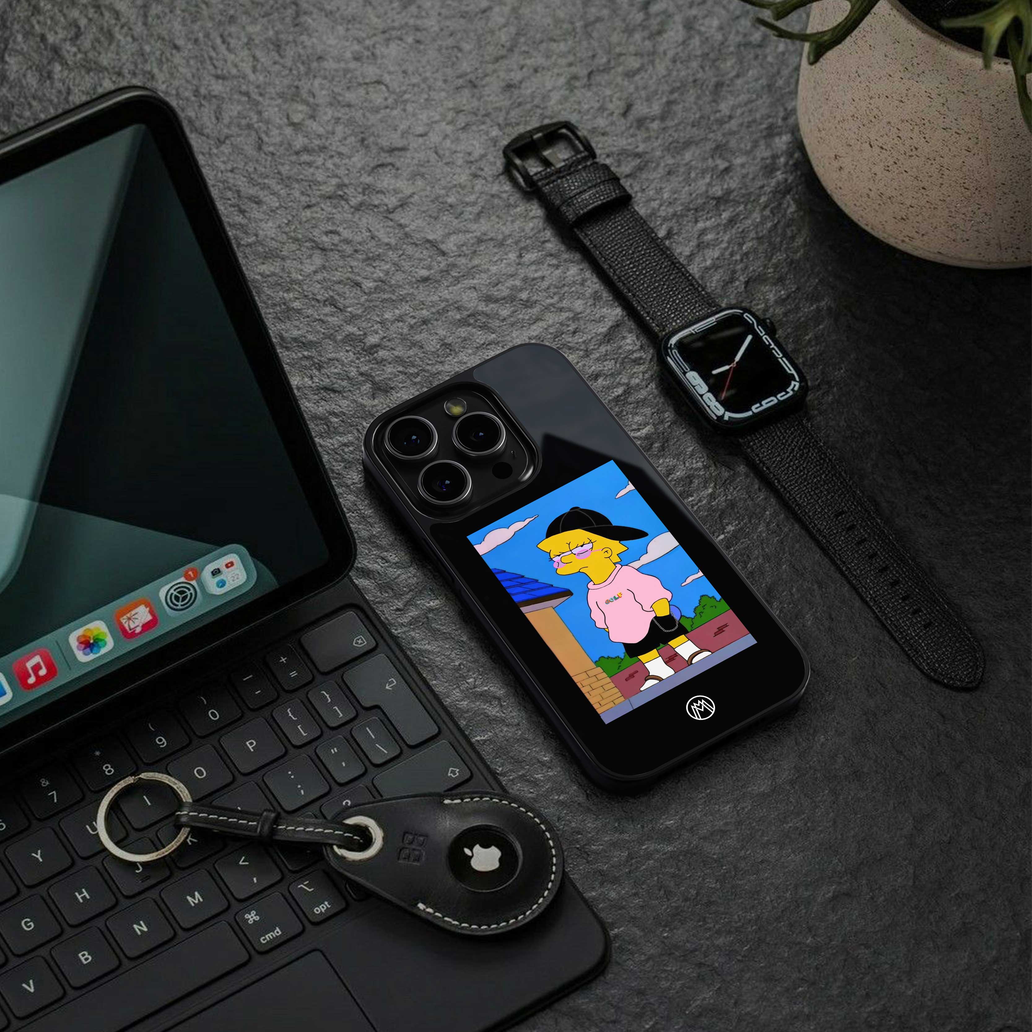 lisa simpson back phone cover | glass case for samsung galaxy s25 plus