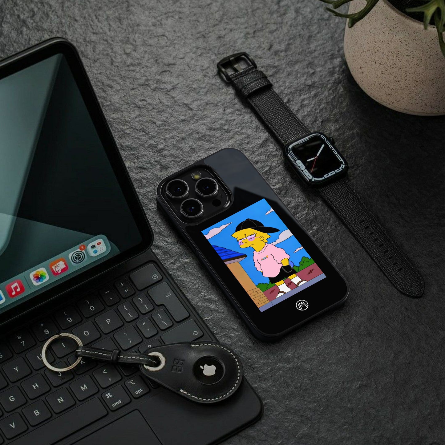 lisa simpson back phone cover | glass case for iphone 16