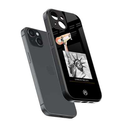 living in the city back phone cover | glass case for iphone 13 mini
