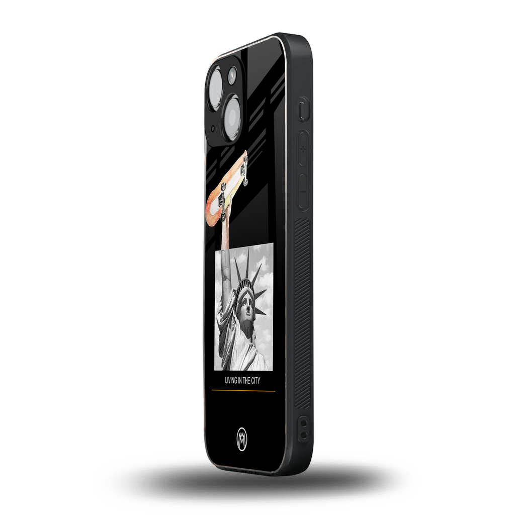 living in the city back phone cover | glass case for iphone 13 mini